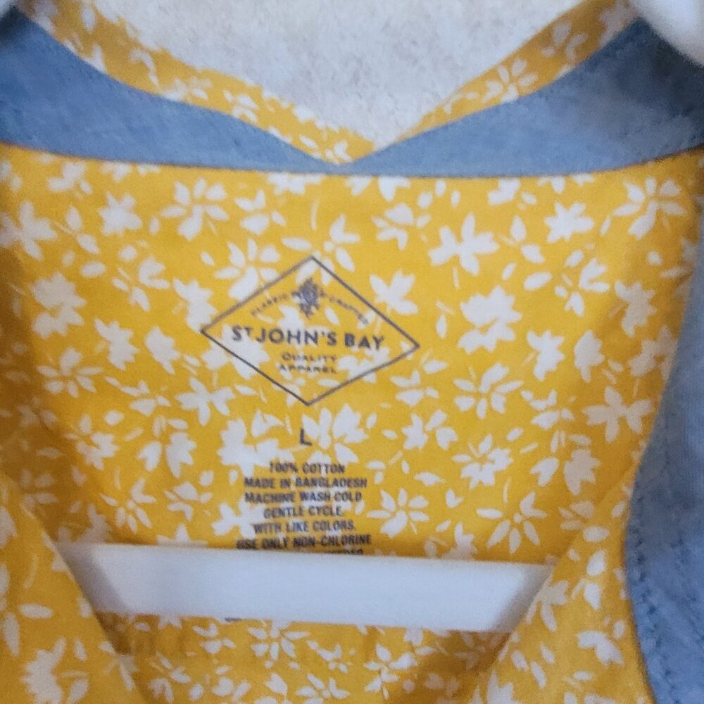 Yellow Floral Womens Button Long Sleeve ShirtSt Johns Bay Size L  NWT - Picture 7 of 15